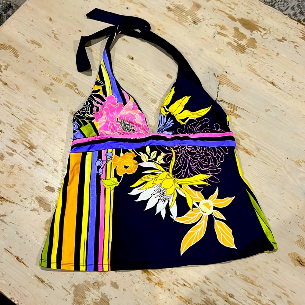Like New—Trina Turk Tankini Floral Swim Halter Top, Size Medium